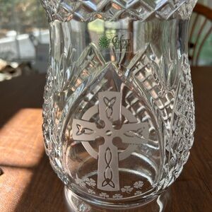 Crystal Galway Celtic Cross Hurricane Candle  24% Lead Crystal